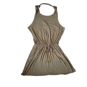 Chaser‎ Womens Medium Olive Green Drawstring Waist Halter Neck Mini Dress Cutout